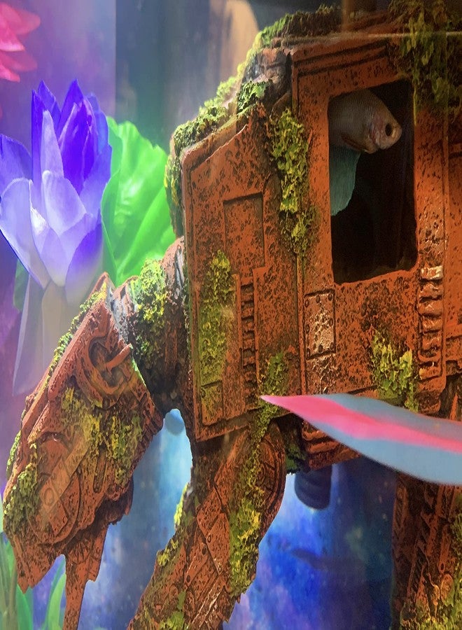 SLOCME Aquarium at-at Imperial Walker Decorations - Fish Tank Resin Robot Tropical Betta Fish Hide Cave Ornament - Image 4